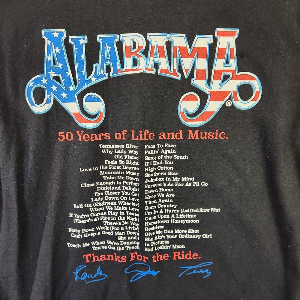 Alabama Band Tee Mens XL 50 Years Life Music Tour Concert T Shirt Black - Picture 8 of 8